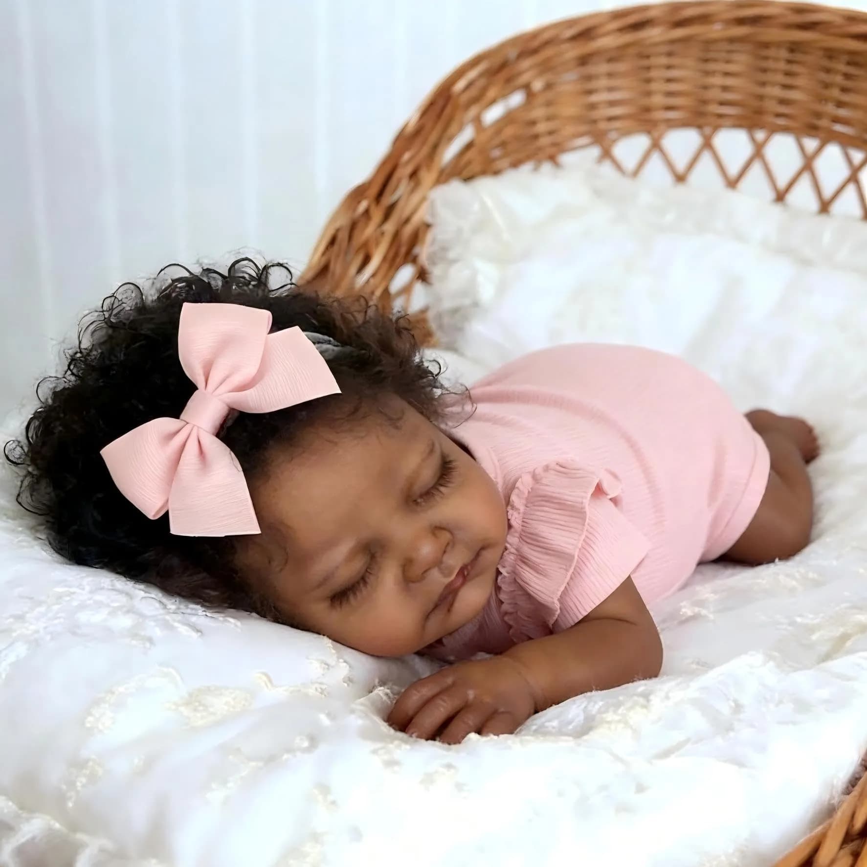 Pinky Reborn Realistic African American Baby Doll Girl 20 Inch Full Body Silicone Vinyl Toy | Age 3+ - view 6