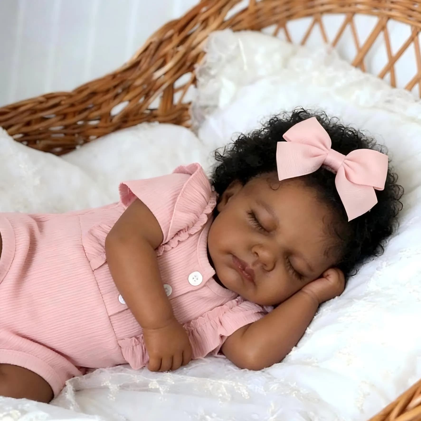 Pinky Reborn Realistic African American Baby Doll Girl 20 Inch Full Body Silicone Vinyl Toy | Age 3+ - view 2