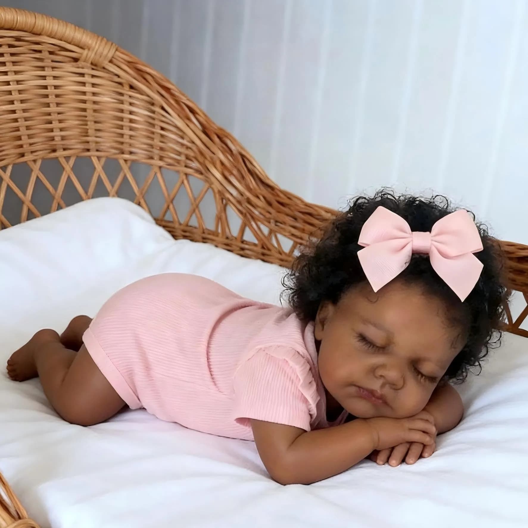Pinky Reborn Realistic African American Baby Doll Girl 20 Inch Full Body Silicone Vinyl Toy | Age 3+ - view 3