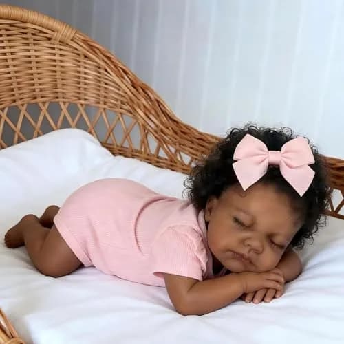Pinky Reborn Realistic African American Baby Doll Girl 20 Inch Full Body Silicone Vinyl Toy | Age 3+ thumbnail 3