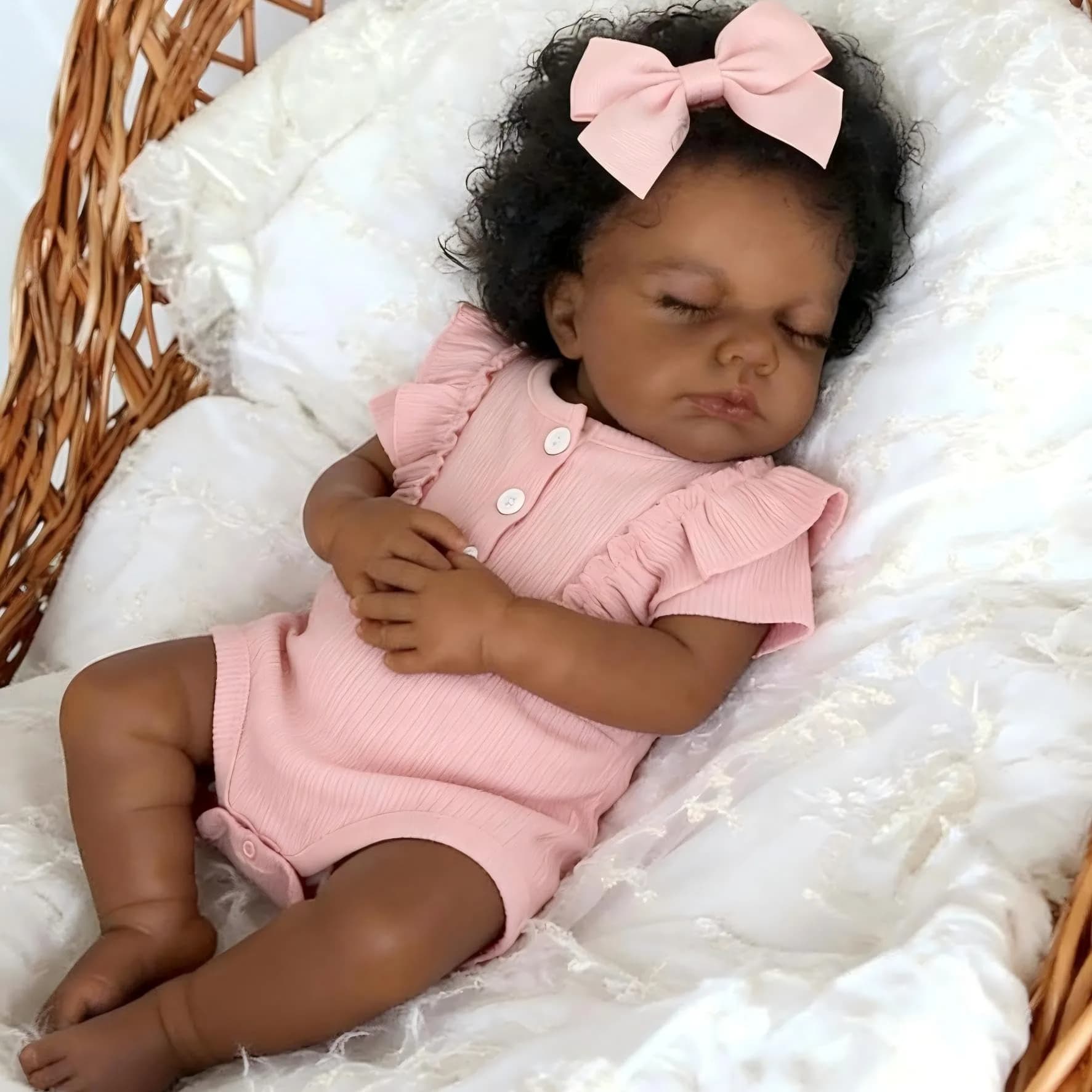 Pinky Reborn Realistic African American Baby Doll Girl 20 Inch Full Body Silicone Vinyl Toy | Age 3+ - view 4