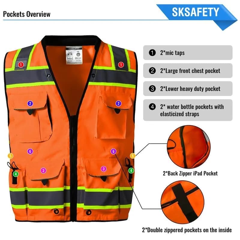 SKSAFETY Class 2 High Visibility Safety Vest 5X-Large (11.8 oz / 334 g) | ANSI/ISEA 107-2020 Compliant - view 3