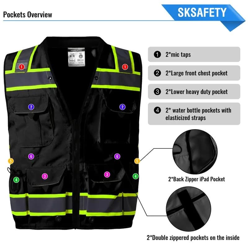 SKSAFETY Class 2 High Visibility Safety Vest 4X-Large | ANSI/ISEA 107-2020 Compliant thumbnail 2