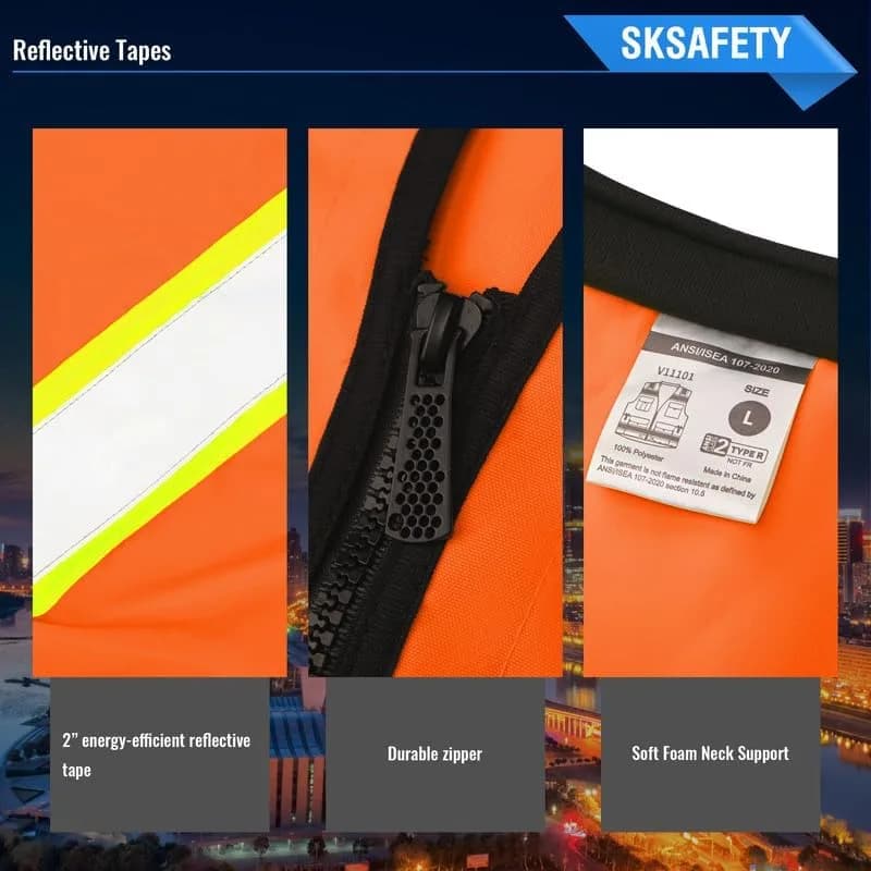 SKSAFETY Class 2 High Visibility Safety Vest 3X-Large (11.8 oz / 334 g) | ANSI/ISEA 107-2020 Compliant thumbnail 5