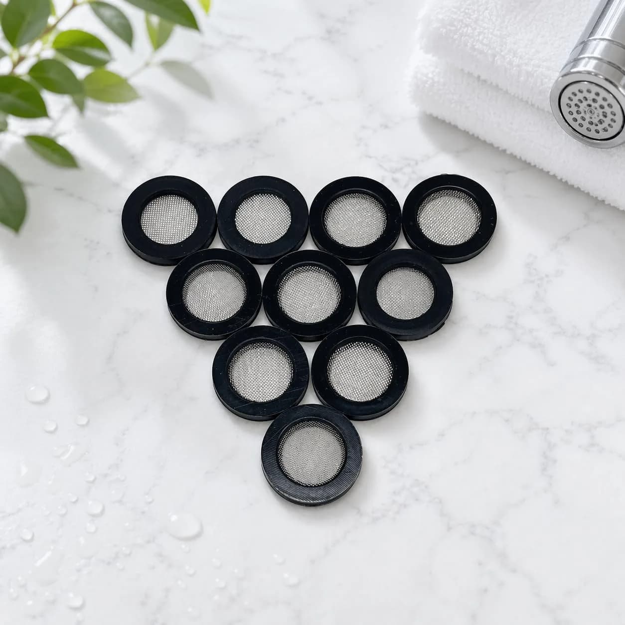 Olivia tree Shower Head Gasket Silicone Washer with Stainless Steel Filter 20-Pack | Flow Restrictor for Water Saving - view 9