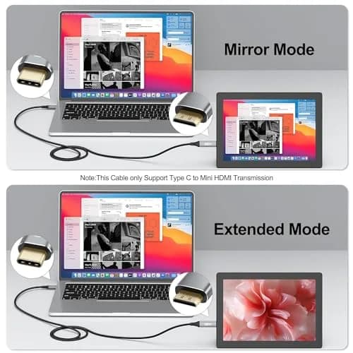 UVOOI USB C to Mini HDMI Cable 6FT (1.83m) | 4K@60Hz High Speed Video Cord thumbnail 4