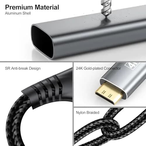 UVOOI USB C to Mini HDMI Cable 6FT (1.83m) | 4K@60Hz High Speed Video Cord thumbnail 6