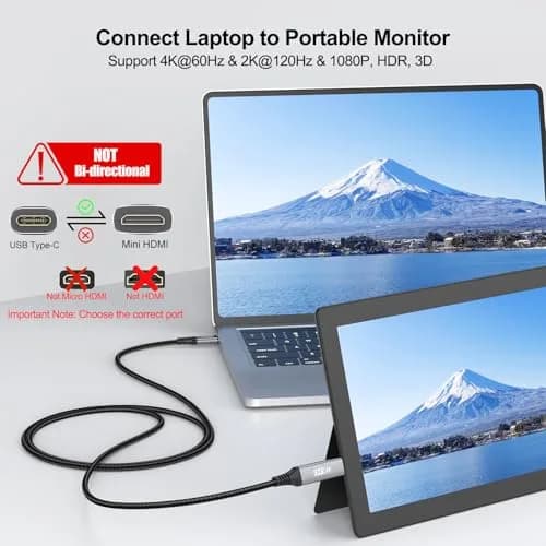 UVOOI USB C to Mini HDMI Cable 6FT (1.83m) | 4K@60Hz High Speed Video Cord thumbnail 2