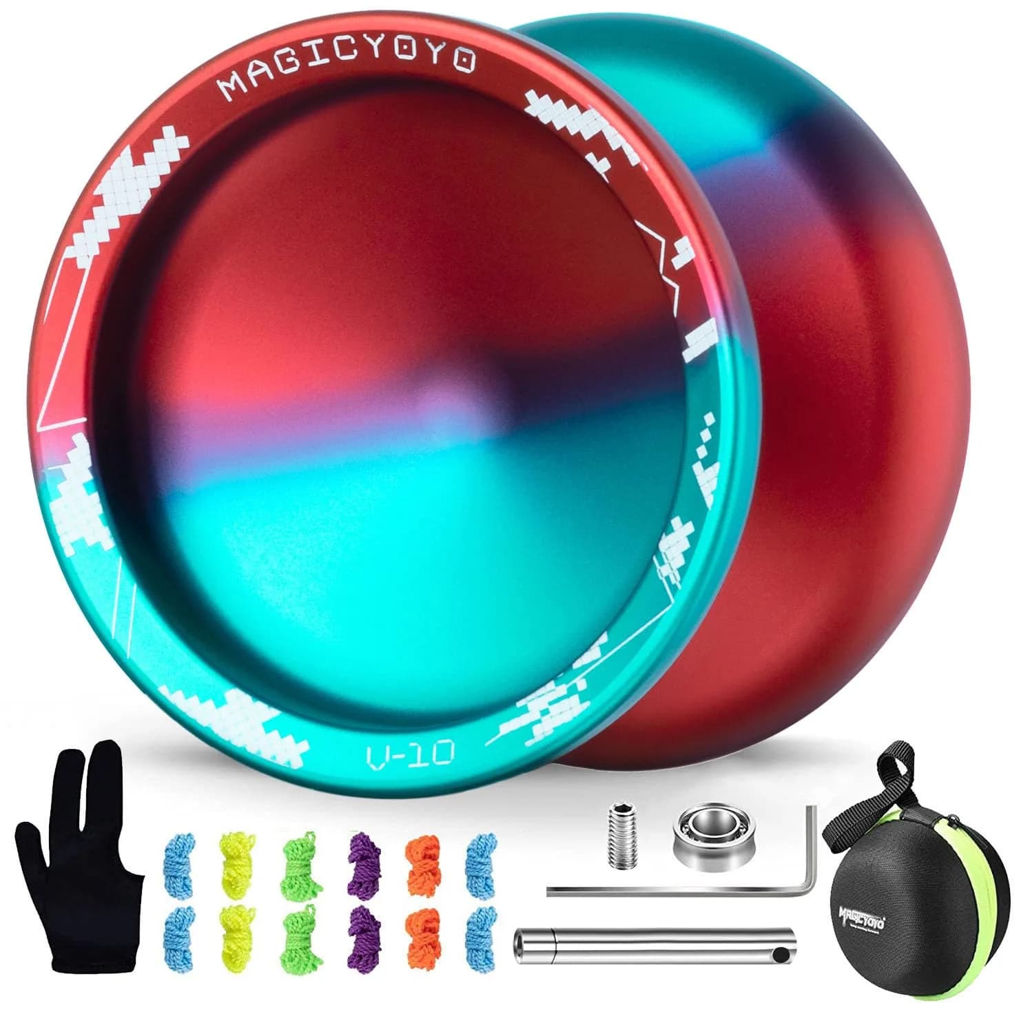 MAGICYOYO Pack of 2 Yo-yos | Responsive & Unresponsive Yoyo for Kids & Adults (Blue Red & Black) | Durable Plastic & Aluminum — V10 Blue Red