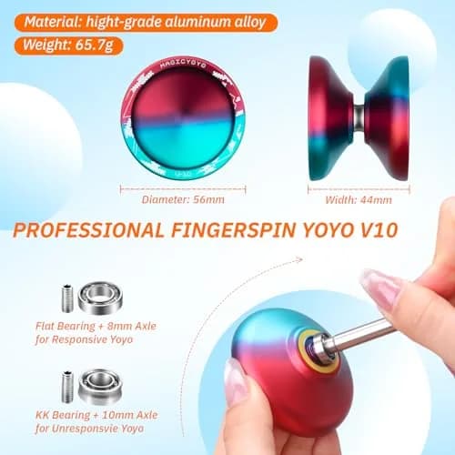 MAGICYOYO V10 Professional Finger Spin Yoyo Dual Mode Responsive & Unresponsive Metal Yo Yo 56mm (2.2in) thumbnail 5