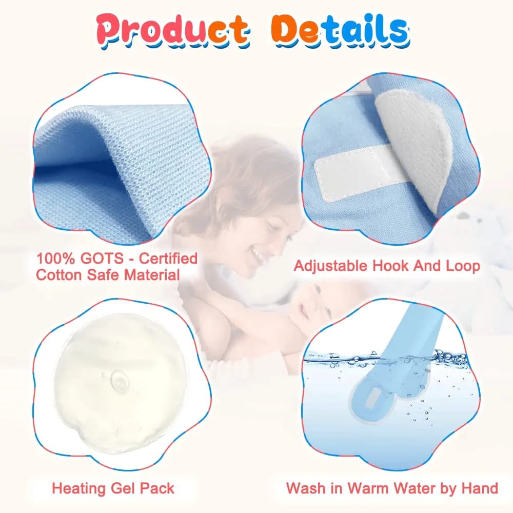 Mybow Baby Belly Band for Gas and Colic Relief 15.5-17 Inch Waist | Dual-Purpose Gel Pad for Warm & Cold Compress - view 2