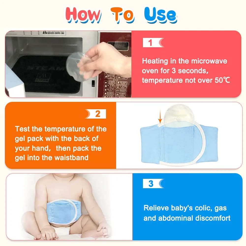 Mybow Baby Belly Band for Gas and Colic Relief 15.5-17 Inch Waist | Dual-Purpose Gel Pad for Warm & Cold Compress - view 4