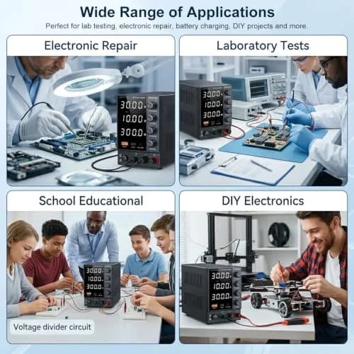 WANPTEK POWER DC Power Supply 0-30V 0-10A | Adjustable Bench Regulated Power Supply with USB & Type-C thumbnail 7