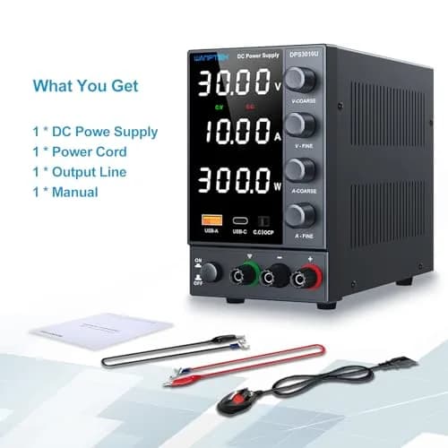 WANPTEK POWER DC Power Supply 0-30V 0-10A | Adjustable Bench Regulated Power Supply with USB & Type-C thumbnail 9