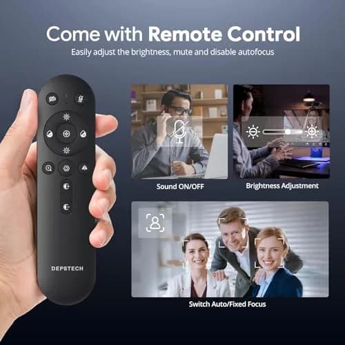 DEPSTECH 4K Webcam DW49 PRO with Remote Control & Sony Sensor | 3840x2160 Resolution, 3x Digital Zoom, Dual Mics thumbnail 5