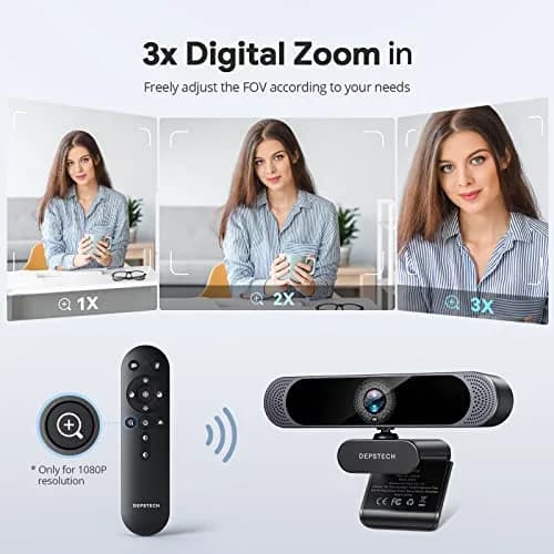 DEPSTECH 4K Webcam DW49 PRO with Remote Control & Sony Sensor | 3840x2160 Resolution, 3x Digital Zoom, Dual Mics thumbnail 3