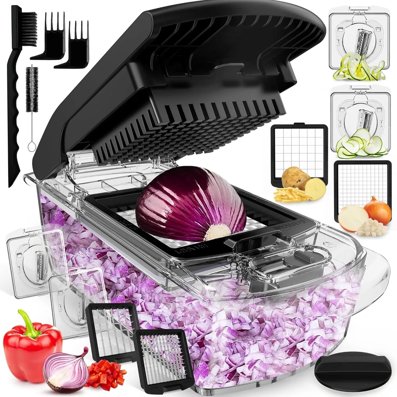 Fullstar Pro Original Clear 4-in-1 Vegetable Chopper & Spiralizer for Quick Kitchen Prep - main product image