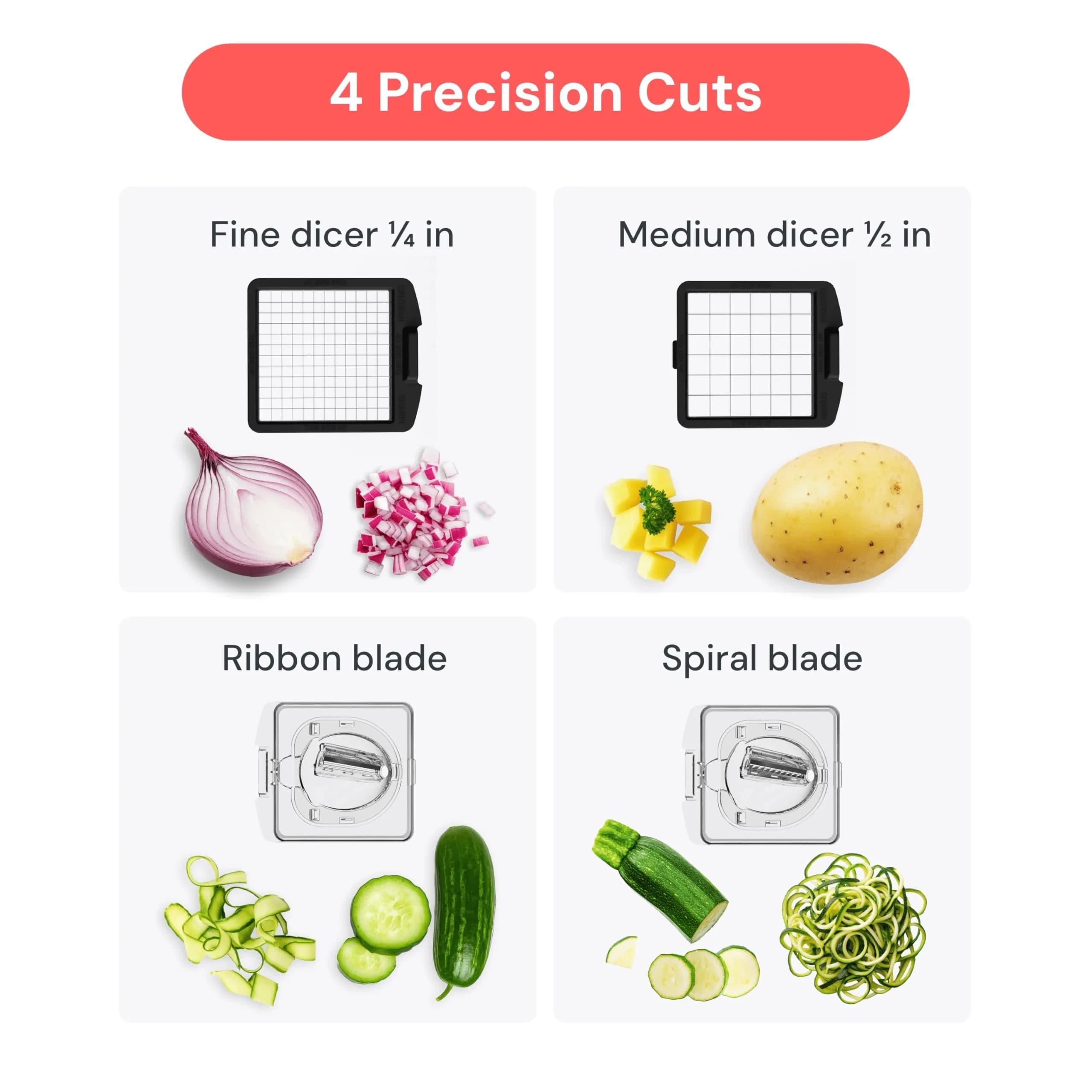 Fullstar Pro Original Clear 4-in-1 Vegetable Chopper & Spiralizer for Quick Kitchen Prep - view 4