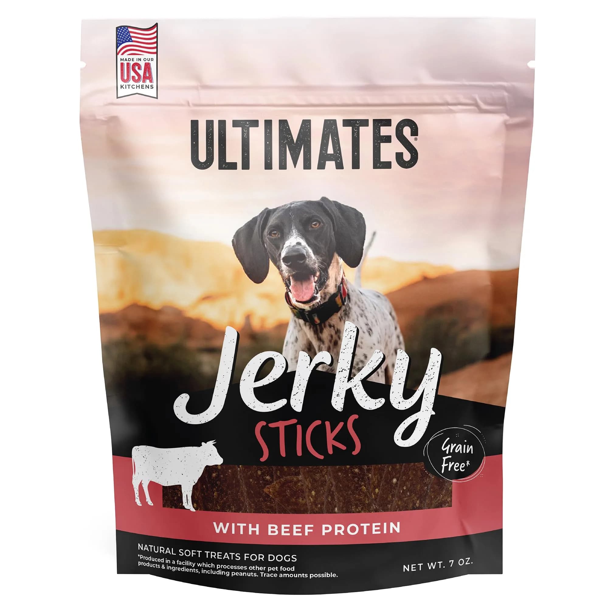 Ultimates Jerky Beef Sticks Dog Treats 7 oz | Grain-Free Chewy Jerky with Beef & Vegetables — 7 Ounce