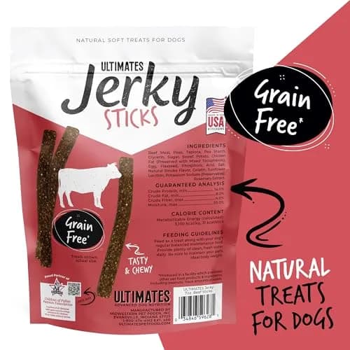 Ultimates Jerky Beef Sticks Dog Treats 7 oz | Grain-Free Chewy Jerky with Beef & Vegetables thumbnail 2