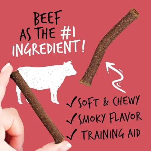 Ultimates Jerky Beef Sticks Dog Treats 7 oz | Grain-Free Chewy Jerky with Beef & Vegetables thumbnail 3