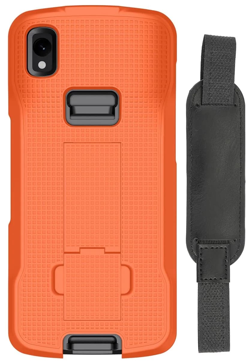 Nakedcellphone Hand Strap and Kickstand Case for Zebra TC22 TC27 - Bright Orange (1.5mm Slim Fit) — Orange