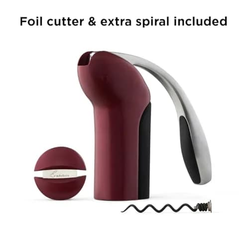 Rabbit Vertical Corkscrew Wine Opener with One-Pull Design, Foil Cutter Included, Easy to Use Manual Lever, Durable Stainless Steel Spiral, Merlot | Effortless Wine Opening thumbnail 3