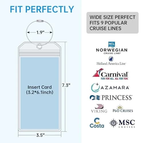 Teskyer Clear Cruise Luggage Tag Holder 6 Pack | Waterproof PVC with Zipper & Steel Loop for NCL, Princess, Carnival thumbnail 2