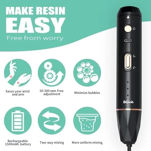 BGick Resin Mixer Handheld Rechargeable Epoxy Mixer Black | Minimize Bubbles & Save Wrist thumbnail 2