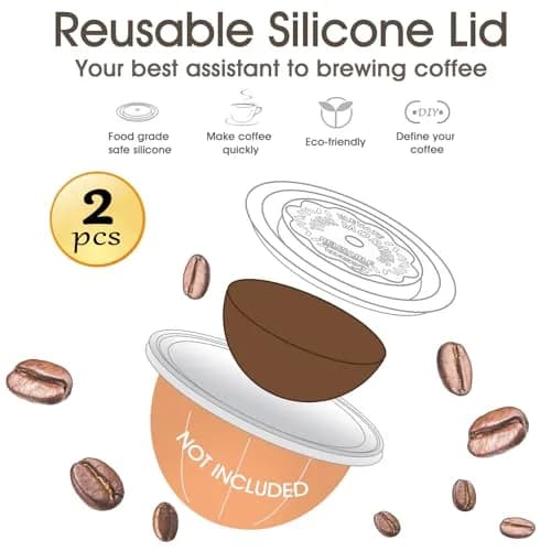 VIVI SKY Silicone Lids for Nespresso Vertuo Pods: 2 Pack Reusable Covers | Brown thumbnail 2
