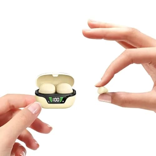 Loluka Mini Invisible Wireless Earbuds, Beige | Discreet Bluetooth 5.3 with Charging Case for Small Ears thumbnail 1