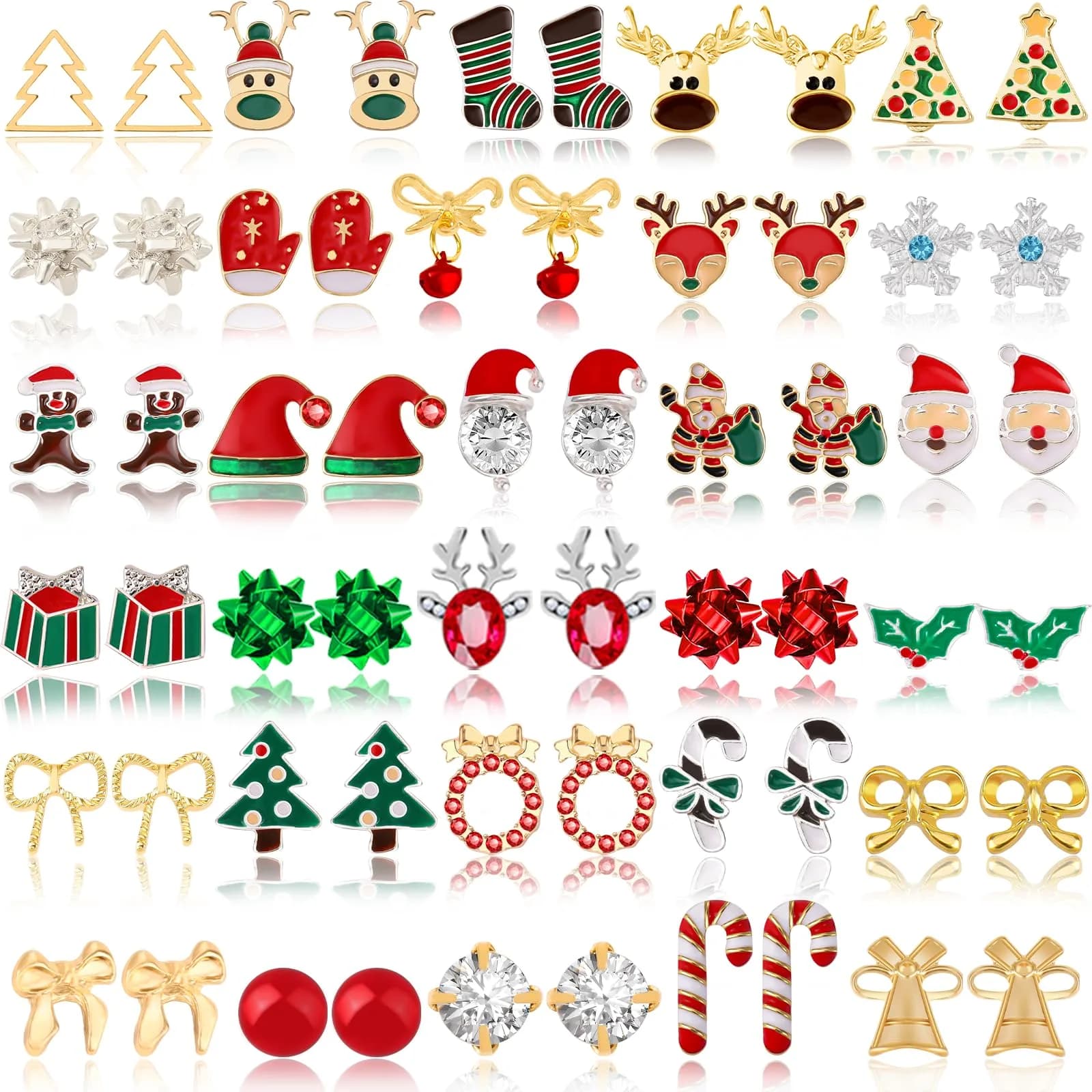 Gushu 30 Pairs Christmas Stud Earrings Set for Women | Hypoallergenic Holiday Jewelry Gifts — Christmas