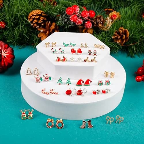 Gushu 30 Pairs Christmas Stud Earrings Set for Women | Hypoallergenic Holiday Jewelry Gifts thumbnail 6