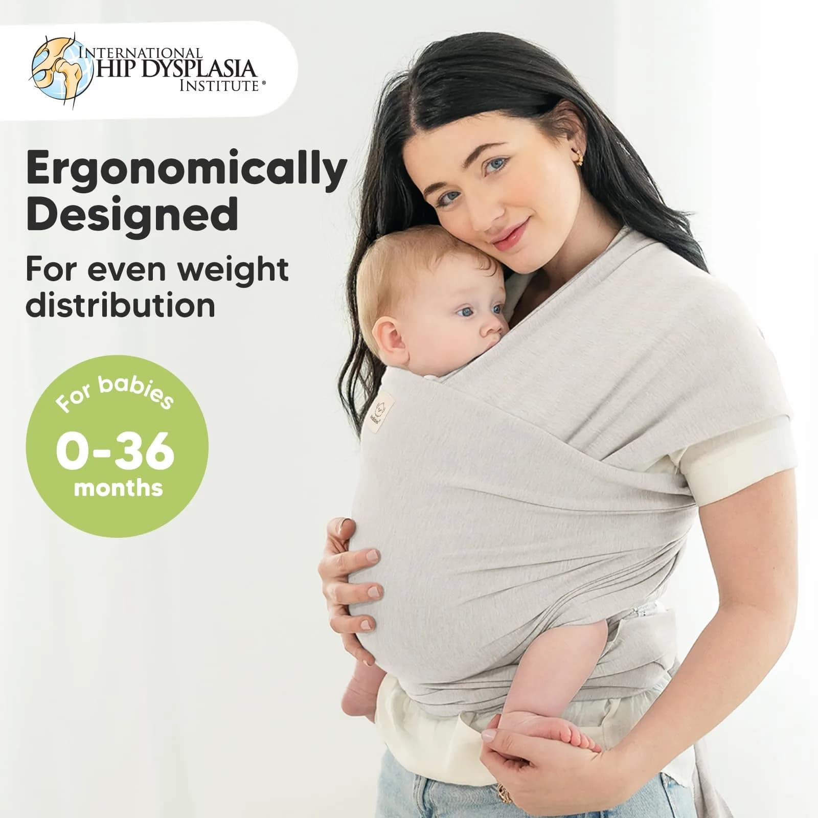 KeaBabies Original Baby Wrap Carrier Rhino Gray - One Size, Ergonomic, Breathable Fabric - view 2