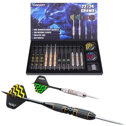 Turnart Darts Metal Tip Set - Steel Tip Darts Set Professional Metal Darts | 12 Darts & Spare Parts Box thumbnail 4