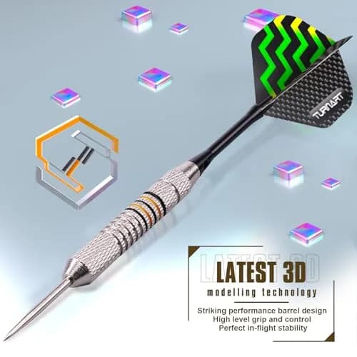 Turnart Darts Metal Tip Set - Steel Tip Darts Set Professional Metal Darts | 12 Darts & Spare Parts Box thumbnail 6