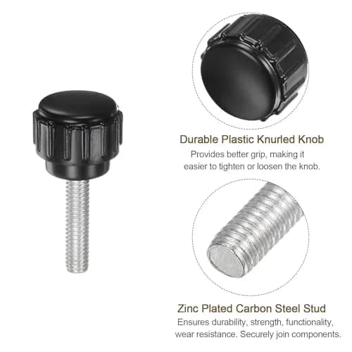 uxcell M4 x 15mm Male Thread Knurled Knobs, 20pcs Black Plastic Round Head Thumb Screws | Industrial Machinery Parts thumbnail 3