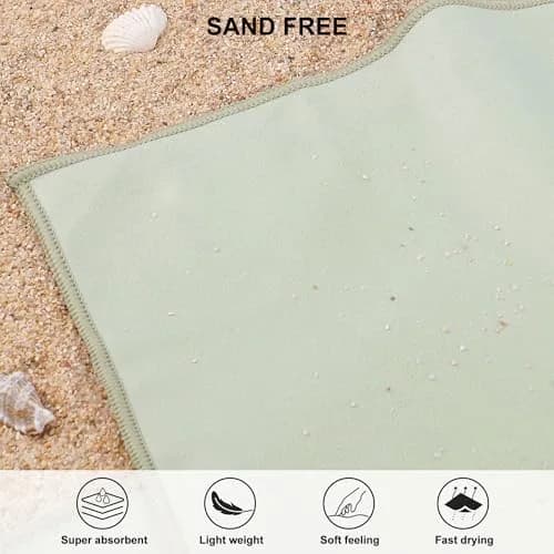 Rainleaf Microfiber Towel 183cm x 76cm | Super Absorbent, Quick Dry, Lightweight, Bean Green thumbnail 5