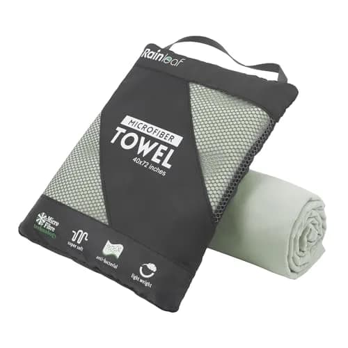 Rainleaf Microfiber Towel 183cm x 76cm | Super Absorbent, Quick Dry, Lightweight, Bean Green thumbnail 1