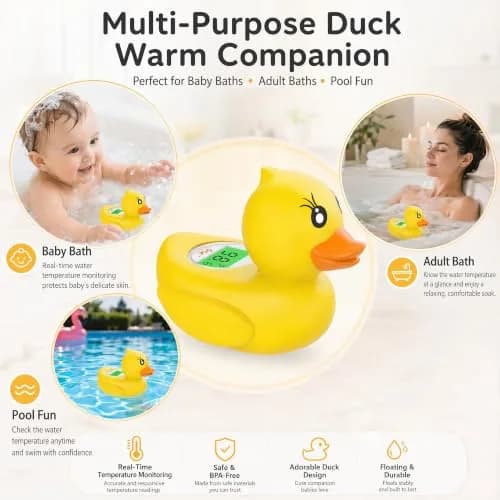 dar darouxiao Baby Bath Thermometer Floating Duck | Instant Temp & Safety Alert (70-120c) thumbnail 4