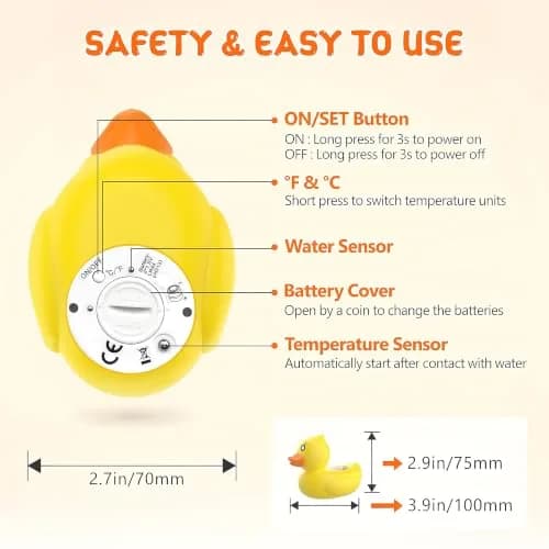 dar darouxiao Baby Bath Thermometer Floating Duck | Instant Temp & Safety Alert (70-120c) thumbnail 8