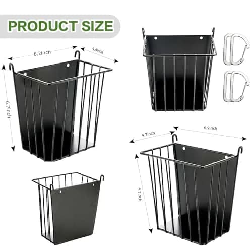 LUAVIARU Metal Hay Feeder Rack with Adjustable Hook for Rabbits, Guinea Pigs, Chinchillas (4-Pack, Black) thumbnail 2