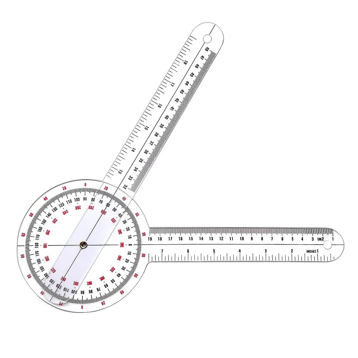 HZMM 12-inch Transparent Orthopedic Angle Ruler Plastic Goniometer | Physical Therapy Measuring Tool