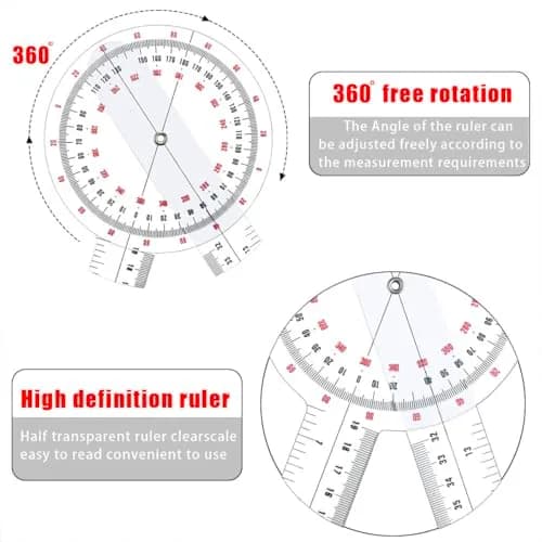 HZMM 12-inch Transparent Orthopedic Angle Ruler Plastic Goniometer | Physical Therapy Measuring Tool thumbnail 5