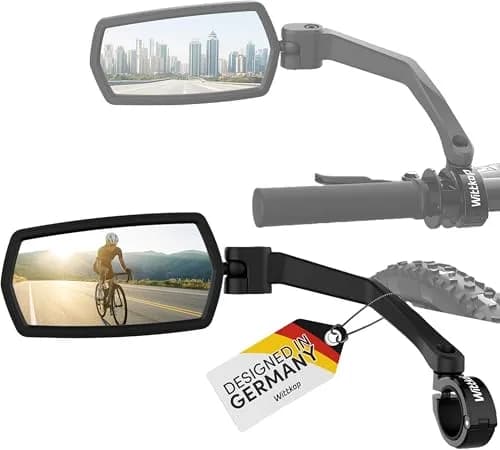 Wittkop Bike Mirror | Large HD Field of Vision | 360° Rotatable & Foldable | Handlebar Mount | Break-Proof & Durable thumbnail 1