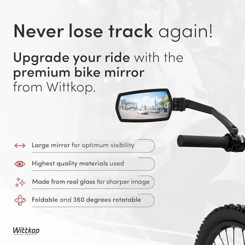 Wittkop Bike Mirror | Large HD Field of Vision | 360° Rotatable & Foldable | Handlebar Mount | Break-Proof & Durable thumbnail 2