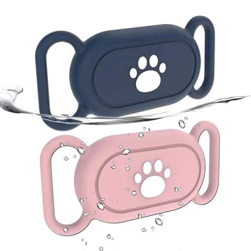 Rzttwl 2 Pack Waterproof Dog Collar Holder for Samsung Galaxy SmartTag2, Pink Blue | Silicone GPS Tracker Case thumbnail 1