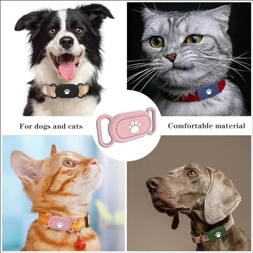 Rzttwl 2 Pack Waterproof Dog Collar Holder for Samsung Galaxy SmartTag2, Pink Blue | Silicone GPS Tracker Case thumbnail 6