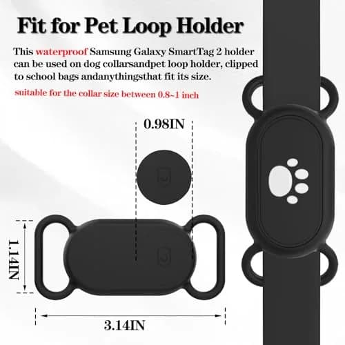 Rzttwl 2 Pack Waterproof Dog Collar Case for Samsung Galaxy SmartTag2, Black thumbnail 2