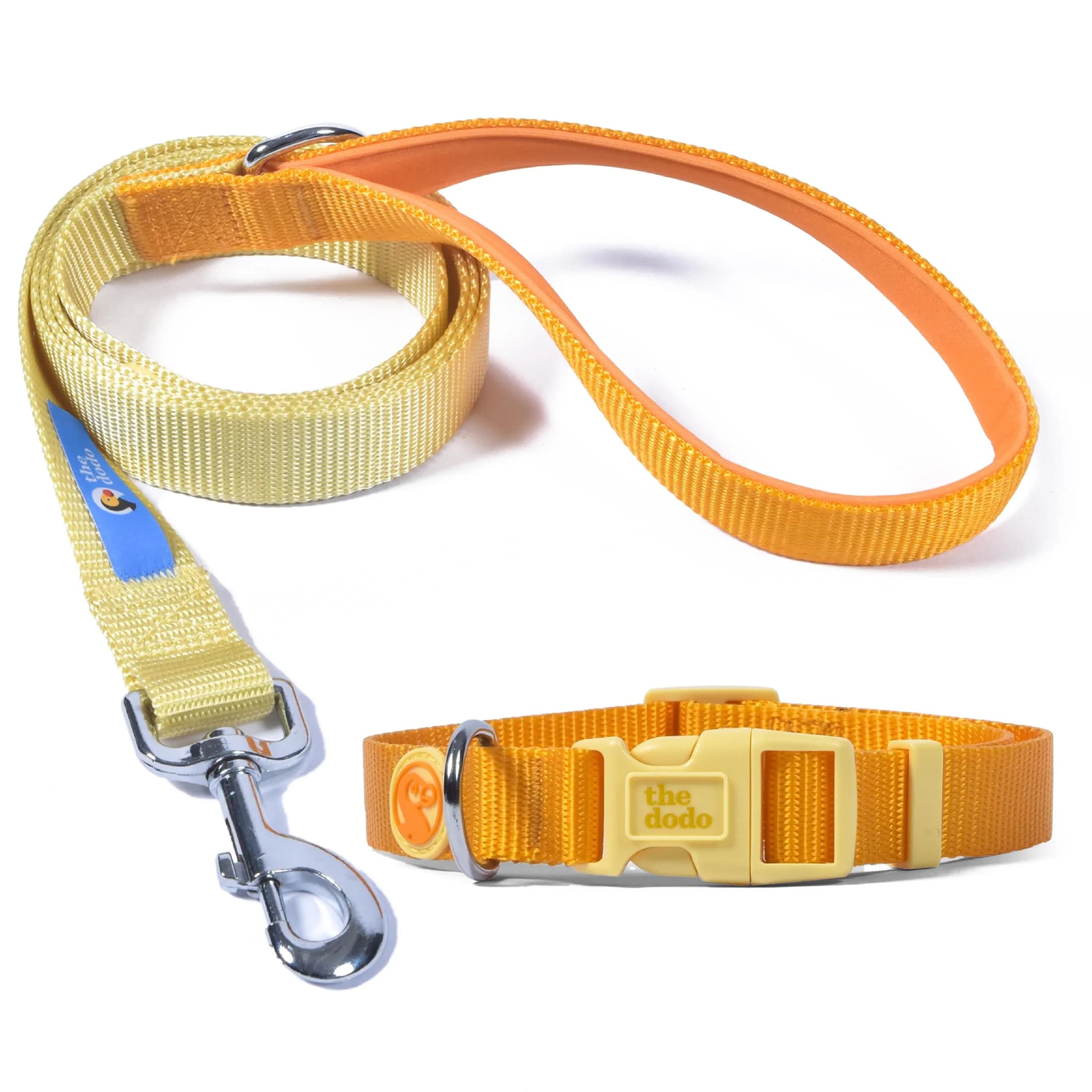 The Dodo All Nylon Yellow Collar and Leash - Medium | Waterproof & Matching Set for Dogs — Medium